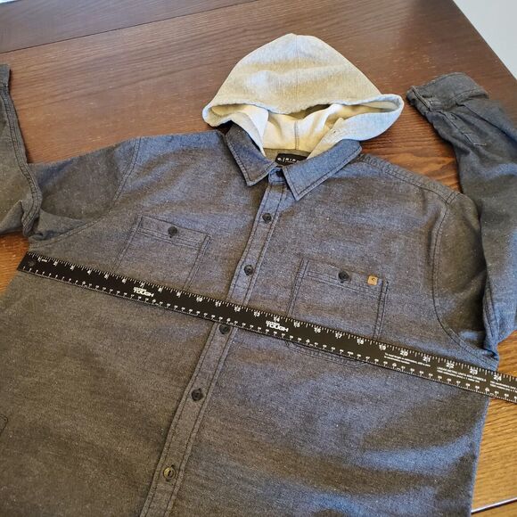 Vtg Rip Curl Youth Shirt w/Hoodie L Gray Button Down Skater Jacket Slant Pockets - Picture 7 of 16